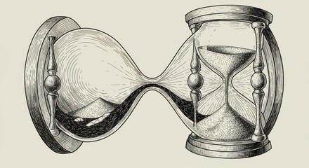 Fototapeta premium Hourglass Abyss: Time's Descent into the Void