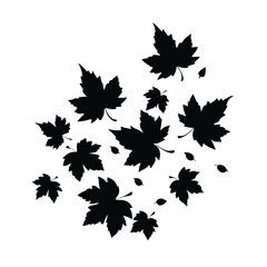 set of leaves silhouettes