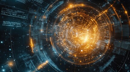 Obraz premium Futuristic Data Tunnel