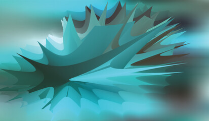Abstract blue underwater scene with fish, dolphin, and waves in a vector design