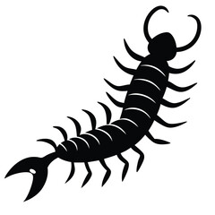 Stylized Centipede Silhouette Vector Illustration Creepy Crawly Insect Isolated On White background.