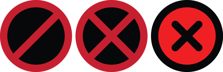 Obraz premium Red Circle Prohibition Signs with Black X's.