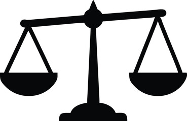 Balance Scales Silhouette, Justice Icon, Weighing Symbol, Transparent Background