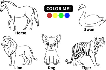 Obraz premium kids coloring page, Animal kids coloring page
