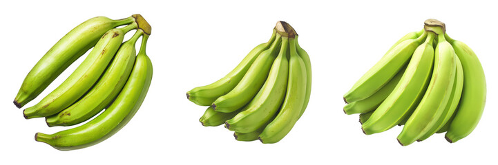 Three Bunches of Green Bananas.