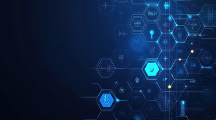 Obraz premium Abstract digital medical icons network background. Potential use Stock photo for medical technology presentation, science magazine layout, website design