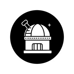 Observatory dome in black and white flat design