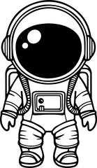 Creative black vector design featuring a cartoon astronaut character with oversized helmet and space suit