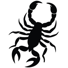 Simple Vector Illustration Of A Black Scorpion Silhouette On A White Background.