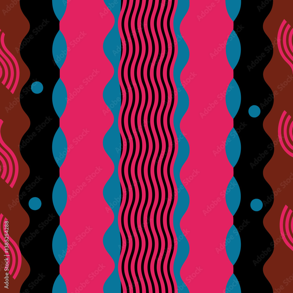 Poster a vibrant tapestry of wavy lines and bold colors dances across a dark background, creating a rhythmi