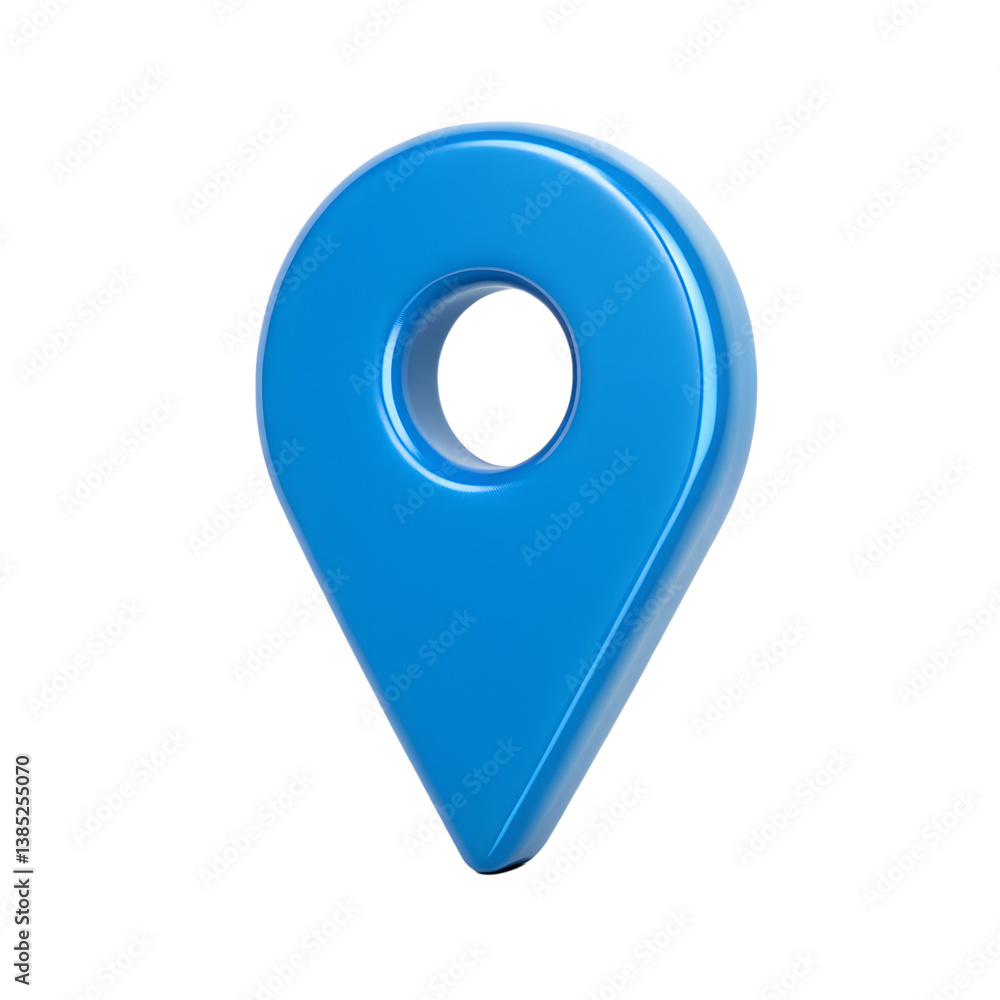 Fototapete three dimensional blue location marker icon on gray background shiny glossy map pin pointer navigati
