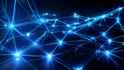 Glowing blue lines in a futuristic abstract network