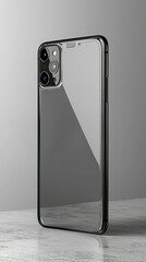 Sleek Black Smartphone Case,  Crystal Clear Back, Modern Phone Protection