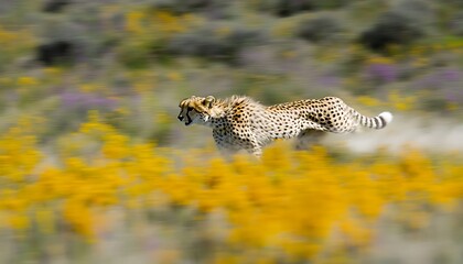 Obraz premium Cheetah Running Wildflowers
