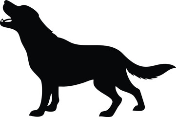 Dog Howling Silhouette Full Body on Transparent Background