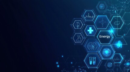 Fototapeta premium Medical technology infographic, healthcare icons, futuristic concept