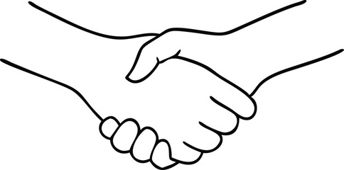 Handshake Line Art Design with Transparent Background for Simple Outline