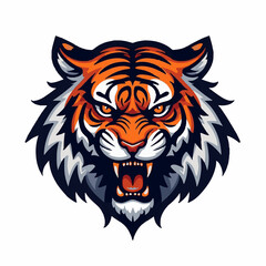 Obraz premium Roaring tiger head logo or icon vector white background