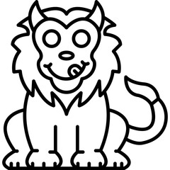 Lion Smiling Horns Icon
