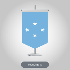 Micronesia vertical table flag on light grey background. Micronesia vertical desk flag isolated on grey background	
