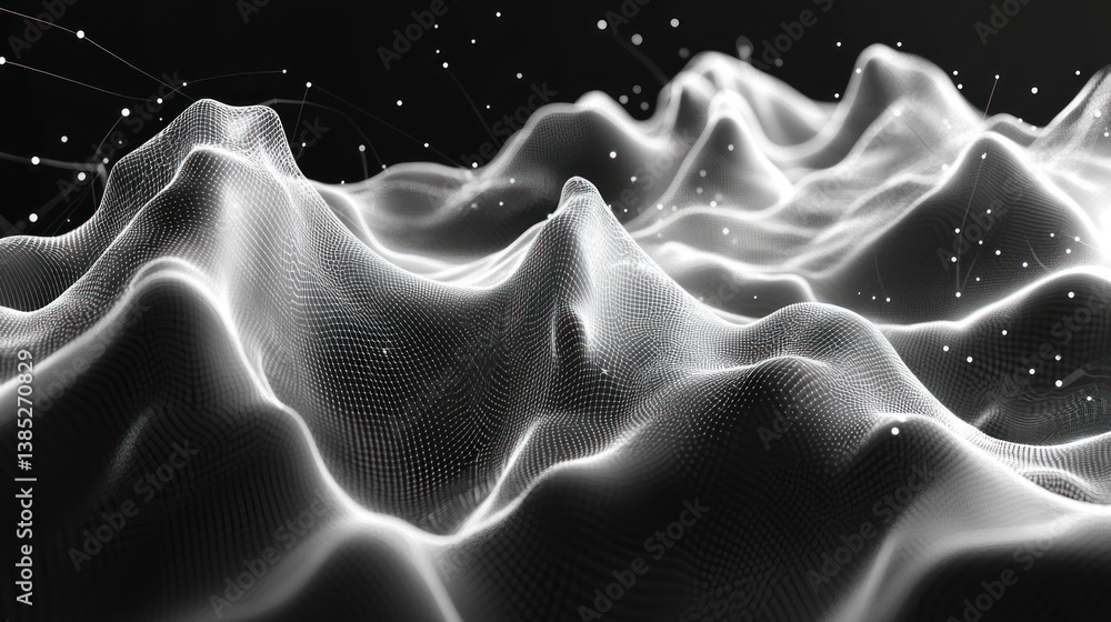 Poster abstract digital landscape: a mesmerizing visualization of data points and connections