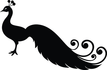 Obraz premium Ornate Peacock Silhouette on Transparent Background Decorative Bird Design