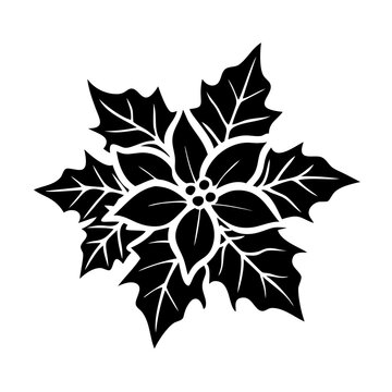 recommend clip art: poinsettia christmas icon, poinsettia christmas silhouette vector illustration-simple silhouette illustration of poinsettia christmas, perfect for poinsettia christmas logos and icons