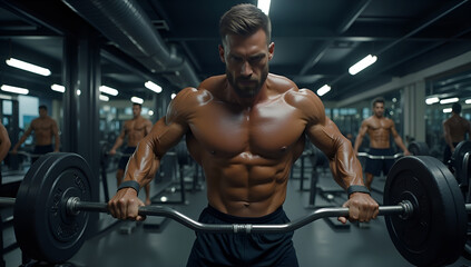 Naklejka premium Veins of Dedication: Modern Gym's Raw Power Unleashed