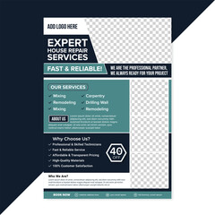 Home repair flyer template with Handyman leaflet design Professional plumbing service brochure cover