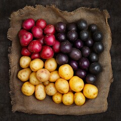 Potato Variety Mix Including Red, Yellow, and Purple Types.