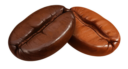 Isolated Pair of Roasted Coffee Beans Close Up