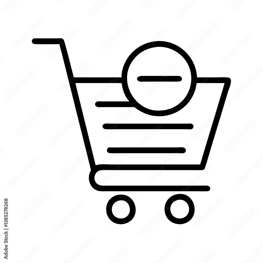Aufkleber remove item from shopping cart icon vector illustration for ecommerce and online store design elemen