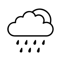 Cloud and rain vector icon for weather forecast apps and designs, rainstorm and rainy day illustration