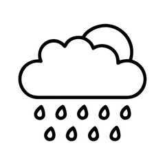 Cloud rain weather forecast icon vector illustration of rainy day with sun behind cloud design 