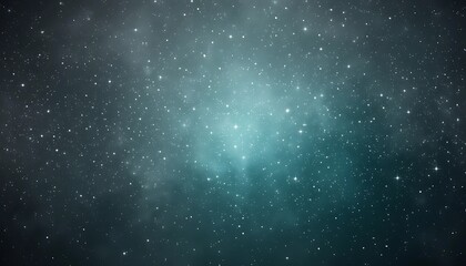A gradient background transitioning from dark grey to teal, speckled with white noise resembling stars