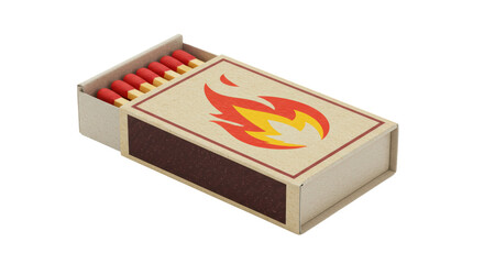 Isolated Box of Matches with Flame Design