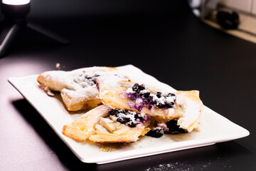 Blueberry and cottage cheese pastry made from puff pastry
