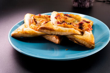 Blueberry and cottage cheese pastry made from puff pastry