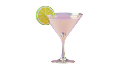 Isolated Cocktail Glass with Martini and Lime Garnish