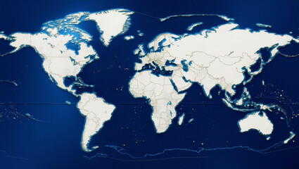 Naklejka premium Stylized blue and white world map illustration