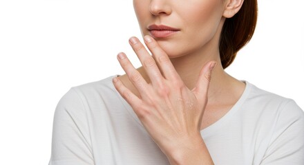 Woman Showing Dry Skin on Hand - Close-up of a woman's hand showing dry skin, symbolizing skincare, beauty, health, dryness, and self-care