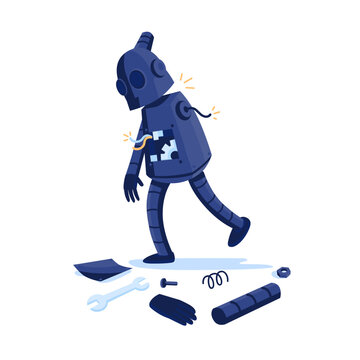 A broken robot to show error in a software