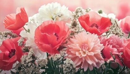 Obraz premium 美しい花の背景、いろんな種類の花がたくさん