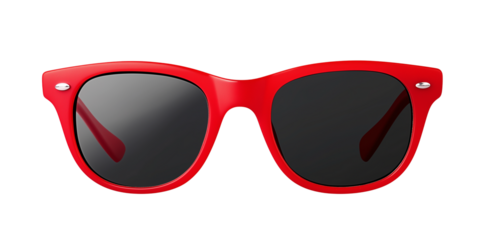 Red sunglasses isolated on a transparent or white background, cut-out, PNG