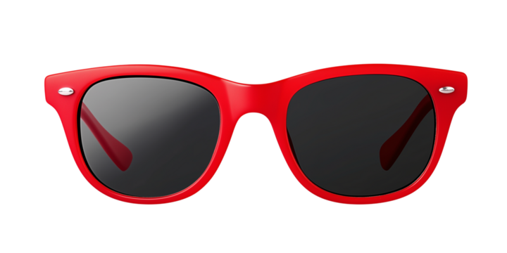 Red sunglasses isolated on a transparent or white background, cut-out, PNG
