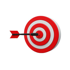 Red Arrow Aim To Business Target Goal Hit Success Center Accuracy Competition Symbol Or Strategy Dartboard And Winner Bullseye Archery Isolated On Transparent Background , Generative AI
