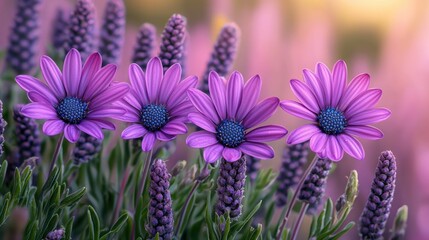 Obraz premium Vibrant Purple Flowers in a Garden