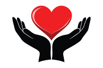 Obraz premium Two Hands Holding a Red Heart with Glossy Highlights on a White Background