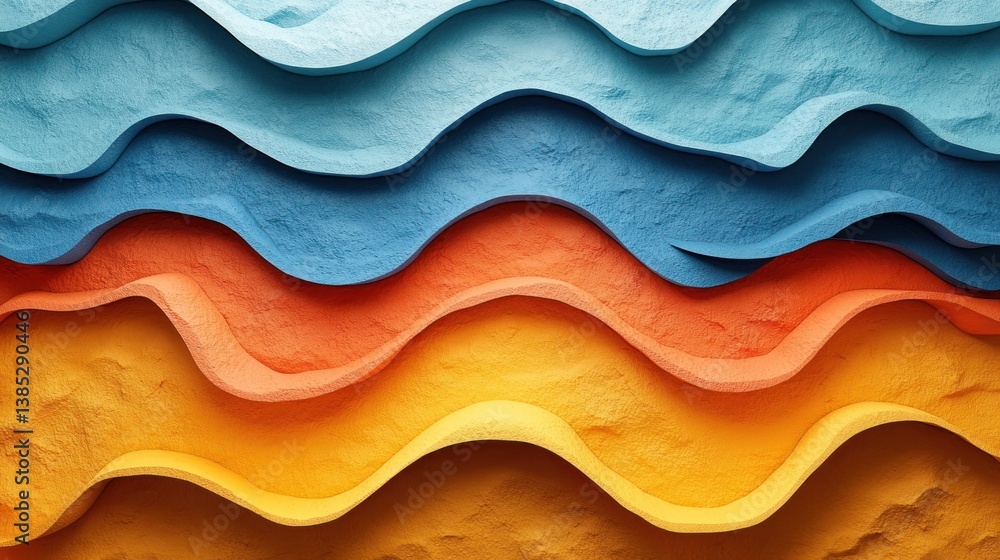 Poster abstract colorful waves: a 3d render of layered hues