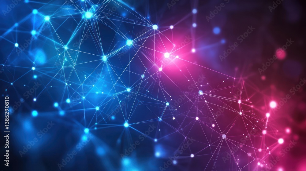 Poster abstract network connection, digital data flow, futuristic technology